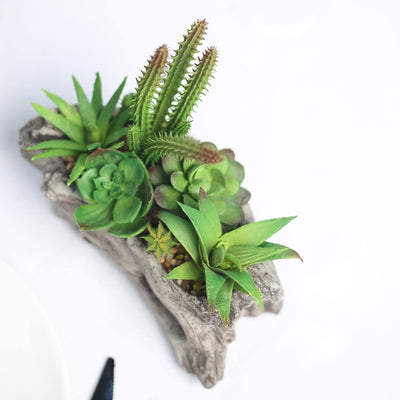 6" Long - Succulent Planter with 15 Artificial Succulents - Artificial Plants