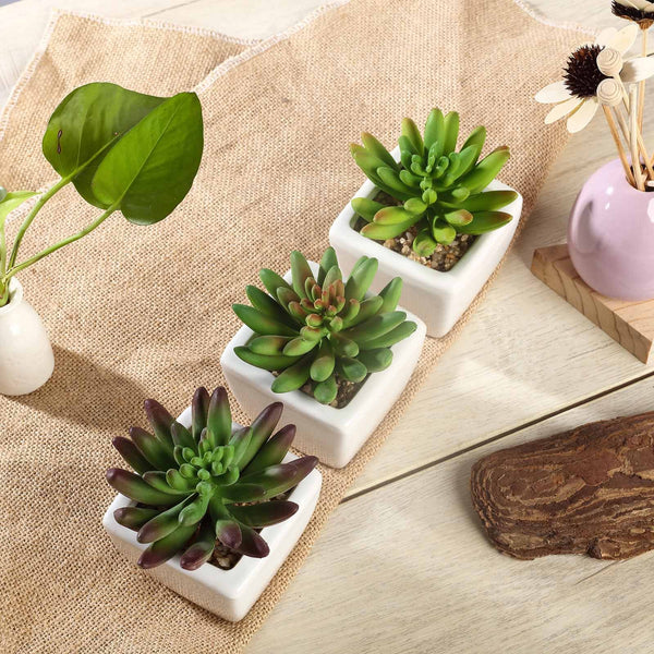Set of 3 | 4'' Assorted Lotus Artificial Plants with Pots