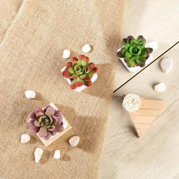 Set of 3 | 3'' Assorted Mini Echeveria Artificial Plants with Pots