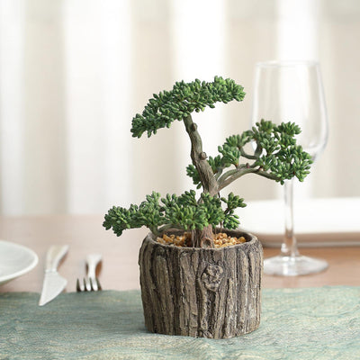 8" Tall - Burro's Tail Artificial Plant - Faux Succulent in Round Concrete Planter