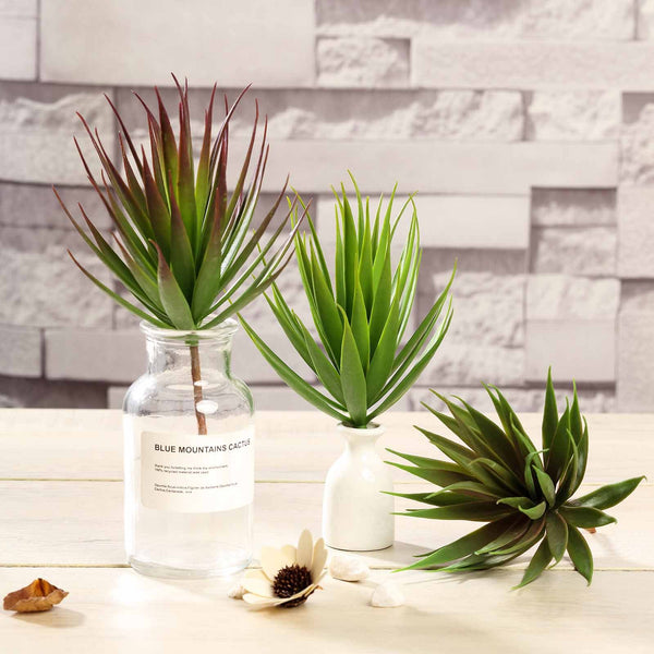 Set of 3 | Multi Colored Fake Succulents | 8" Aloe Cactus Decorative Artificial Plants
