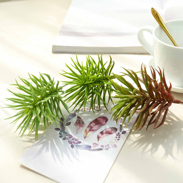 Set of 3 | Multi Colored Fake Succulents | 7" Spiky Crassula Decorative Artificial Plants