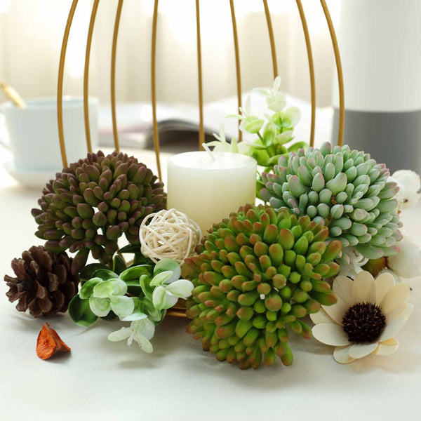 Set of 3 | Multi Colored Fake Succulents | 4" Mini Jelly Bean Decorative Artificial Plants