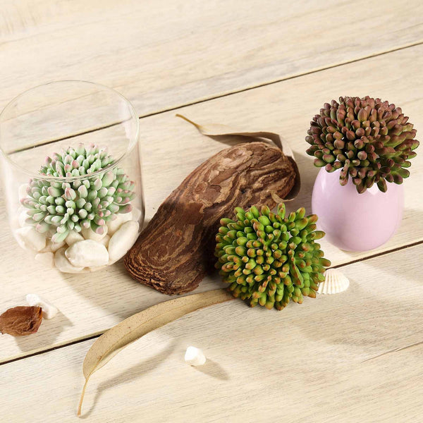 Set of 3 | Multi Colored Fake Succulents | 4" Mini Jelly Bean Decorative Artificial Plants