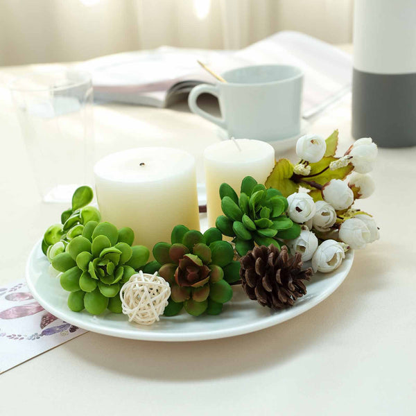 Set of 3 | Multi Colored Fake Succulents | 3" Roundleaf Echeveria Stems Decorative Artificial Plants