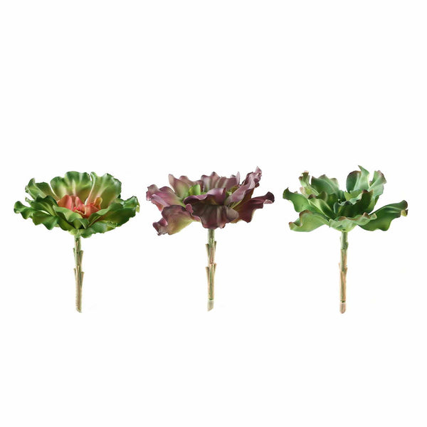 Set of 3 | Multi Colored Fake Succulents | 6" Wavy Kalanchoe Decorative Artificial Plants
