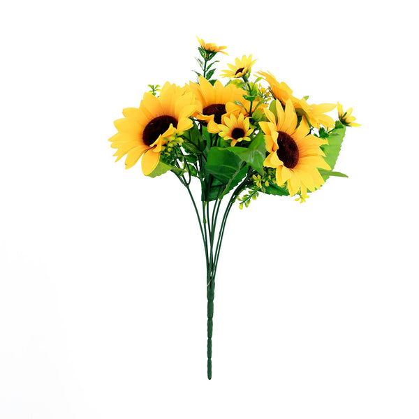 Pack of 2 | 13inch Artificial Sunflower Bouquet, Lifelike 26 Yellow Silk Flowers Head#whtbkgd