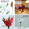 3 Bushes | 36inch Red Gladiolus Flower Spray, Long Stem Artificial Flowers