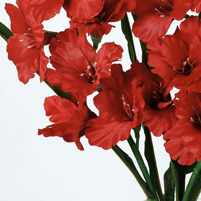 3 Bushes | 36inch Red Gladiolus Flower Spray, Long Stem Artificial Flowers