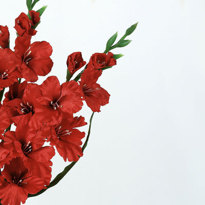3 Bushes | 36inch Red Gladiolus Flower Spray, Long Stem Artificial Flowers