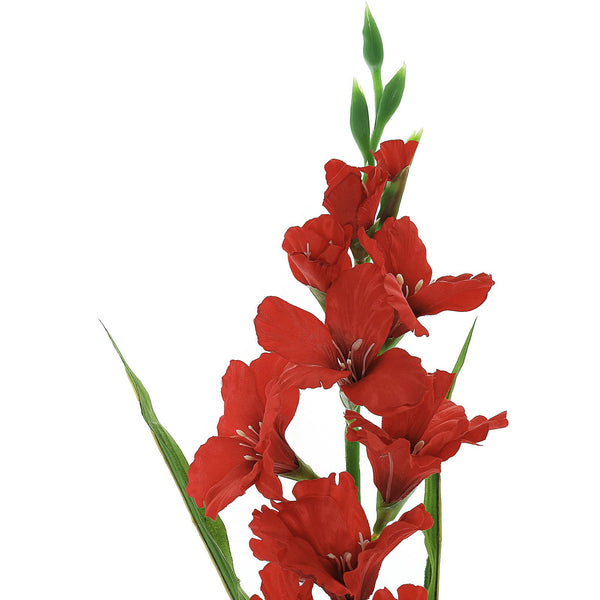 3 Bushes | 36inch Red Gladiolus Flower Spray, Long Stem Artificial Flowers