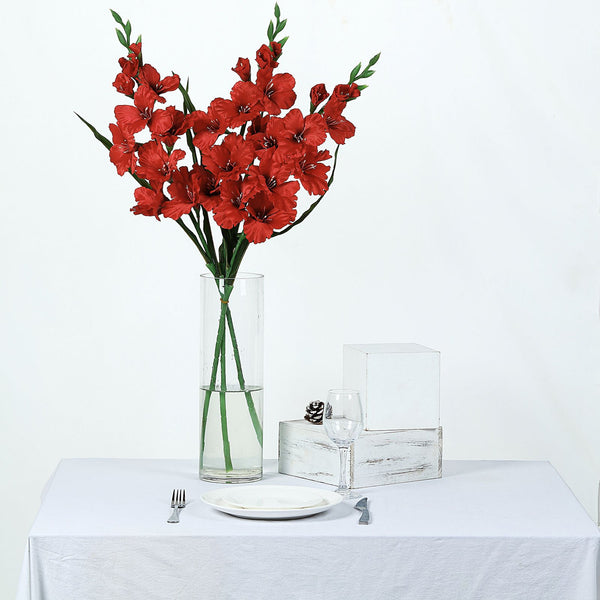 3 Bushes | 36inch Red Gladiolus Flower Spray, Long Stem Artificial Flowers