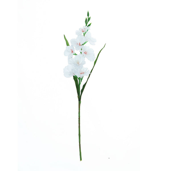 3 Bushes | 36inch White Gladiolus Flower Spray, Long Stem Artificial Flowers