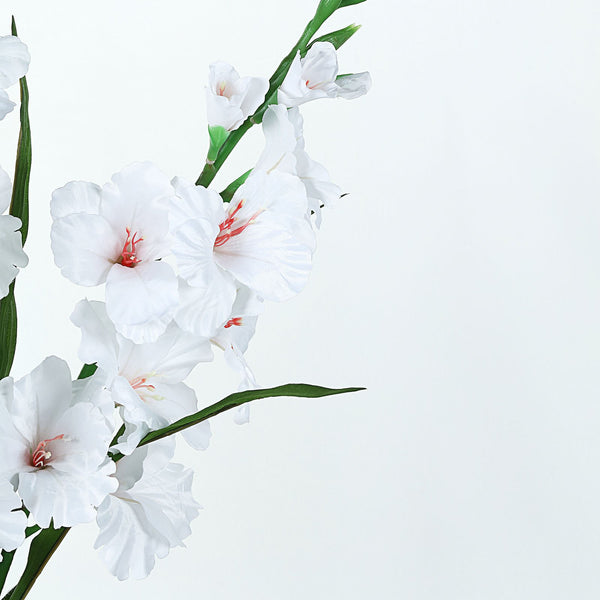 3 Bushes | 36inch White Gladiolus Flower Spray, Long Stem Artificial Flowers