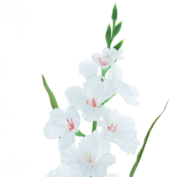 3 Bushes | 36inch White Gladiolus Flower Spray, Long Stem Artificial Flowers