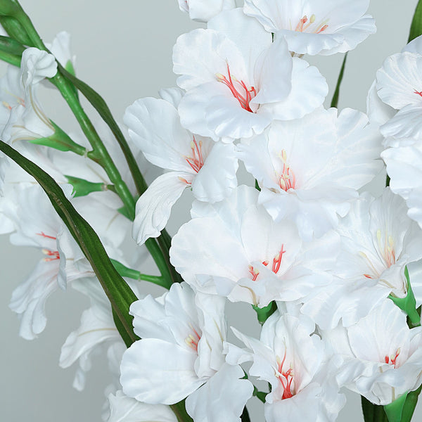 3 Bushes | 36inch White Gladiolus Flower Spray, Long Stem Artificial Flowers#whtbkgd