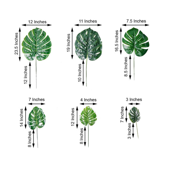 6 of 18: 6 Stems | Monstera Tropical Leaf, Artificial Leaves For Hawaiian Luau Party Decoration