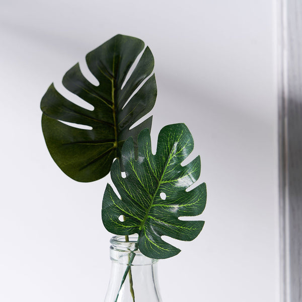 2 of 18: 6 Stems | Monstera Tropical Leaf, Artificial Leaves For Hawaiian Luau Party Decoration