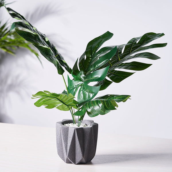 6 Stems | Monstera Tropical Leaf, Artificial Leaves For Hawaiian Luau Party Decoration
