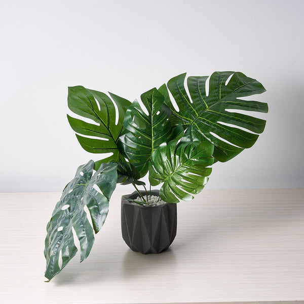 6 Stems | Monstera Tropical Leaf, Artificial Leaves For Hawaiian Luau Party Decoration
