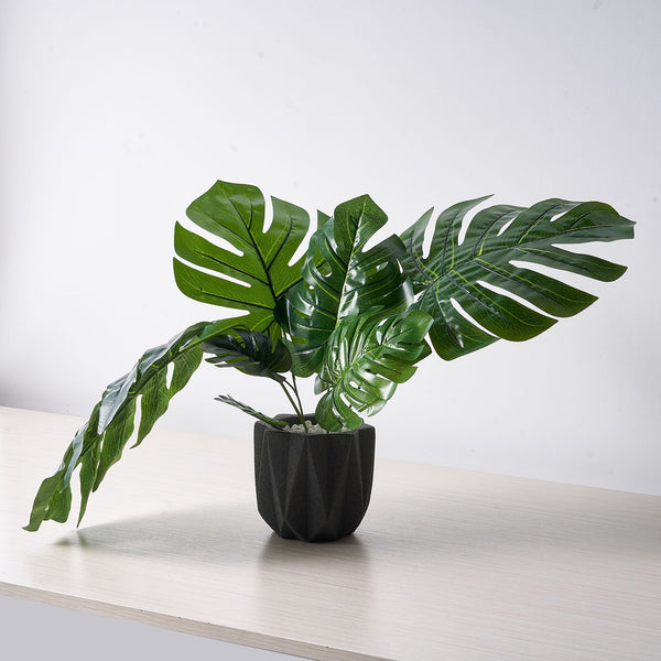 13 of 18: 6 Stems | Monstera Tropical Leaf, Artificial Leaves For Hawaiian Luau Party Decoration