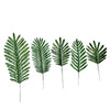 5 Pack | Green Palm Leaf Stems, Artificial Leaves For Hawaiian Luau Party Decoration - Assorted Size#whtbkgd