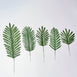 5 Pack | Green Palm Leaf Stems, Artificial Leaves For Hawaiian Luau Party Decoration - Assorted Size