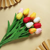 10 Pack | 13 inch Assorted Single Stem Real Touch Tulips Artificial Flowers Bouquet, Foam Wedding Flowers