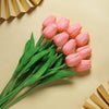 13 inch Coral Single Stem Real Touch Tulips Artificial Flowers Bouquet, Foam Wedding Flowers