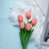 13 inch Coral Single Stem Real Touch Tulips Artificial Flowers Bouquet, Foam Wedding Flowers