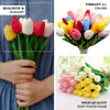 10 Pack | 13" White Single Stem Real Touch Tulips Artificial Flowers Bouquet, Foam Wedding Flowers