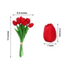 10 Pack | 13 inch Red Single Stem Real Touch Tulips Artificial Flowers Bouquet, Foam Wedding Flowers