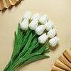 10 Pack | 13 inch White Single Stem Real Touch Tulips Artificial Flowers Bouquet, Foam Wedding Flowers