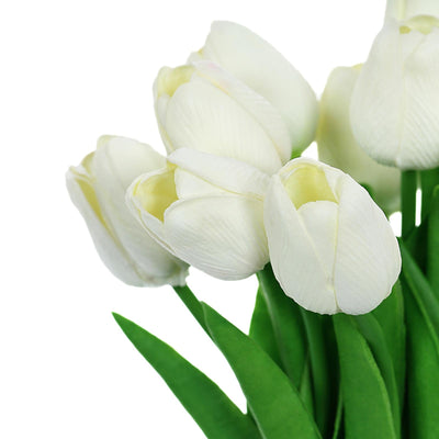 10 Pack | 13 inch White Single Stem Real Touch Tulips Artificial Flowers Bouquet, Foam Wedding Flowers#whtbkgd