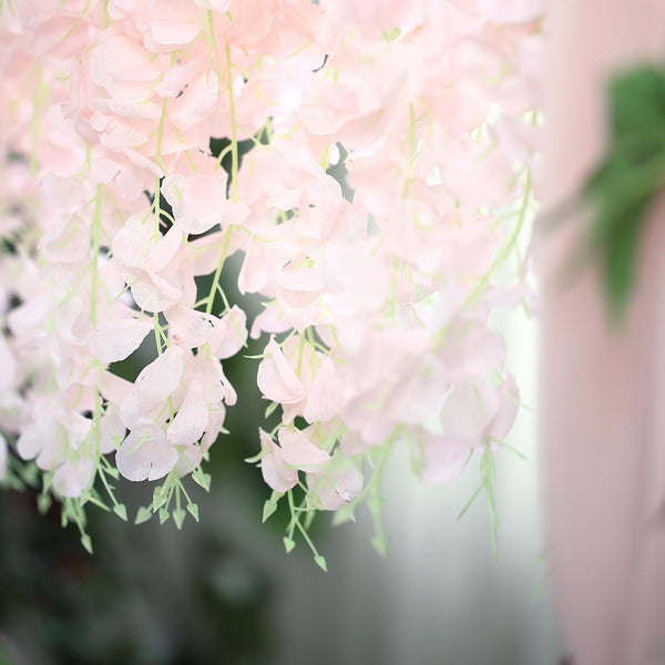 4 Ft | Blush | Rose Gold | Artificial Wisteria Vine Hanging Garlands