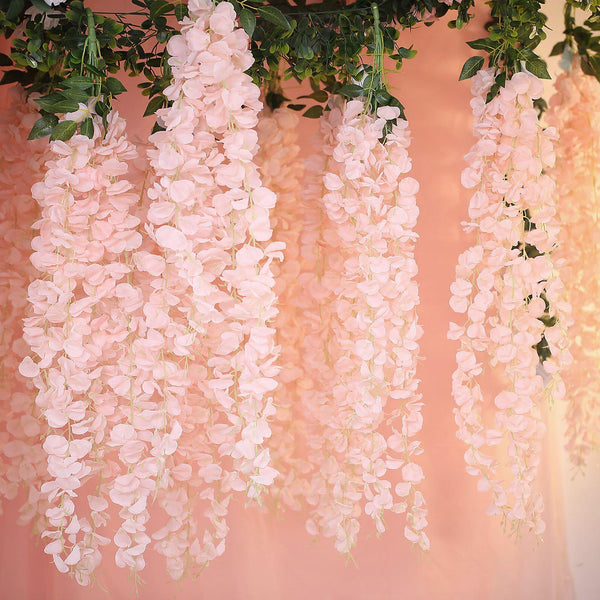 4 Ft | Blush | Rose Gold | Artificial Wisteria Vine Hanging Garlands