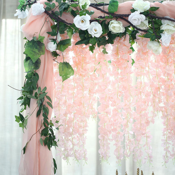 4 Ft | Blush | Rose Gold | Artificial Wisteria Vine Hanging Garlands