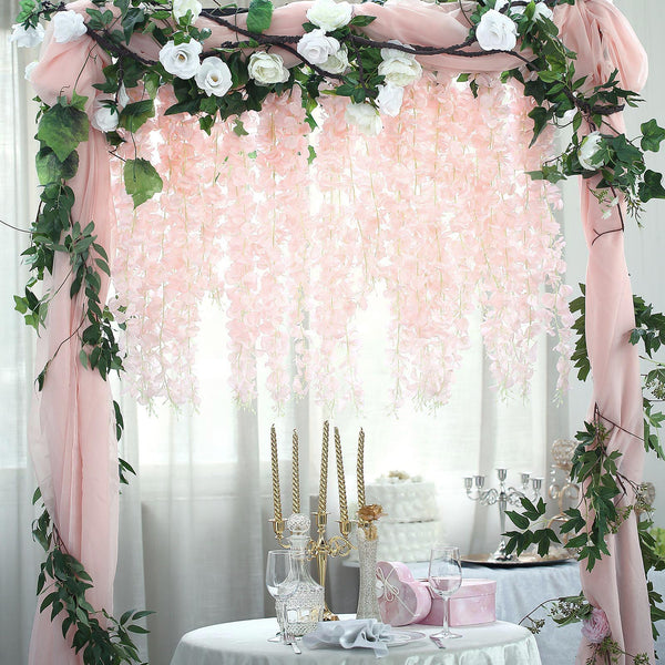 4 Ft | Blush | Rose Gold | Artificial Wisteria Vine Hanging Garlands
