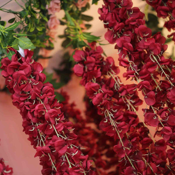 42" Wine Artificial Wisteria Vine - Silk Hanging Flower Garland