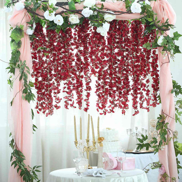42" Wine Artificial Wisteria Vine - Silk Hanging Flower Garland