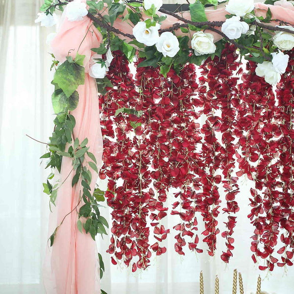 42" Wine Artificial Wisteria Vine - Silk Hanging Flower Garland