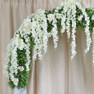 4 Ft | Cream | Artificial Wisteria Vine Hanging Garlands