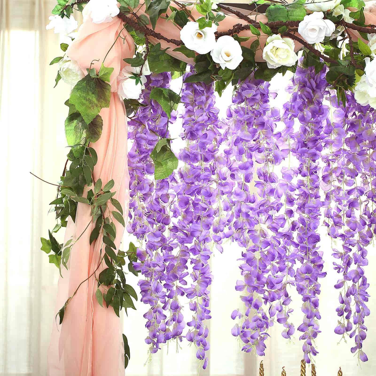 lavender flower garland 42" Lavender Artificial Wisteria Vine