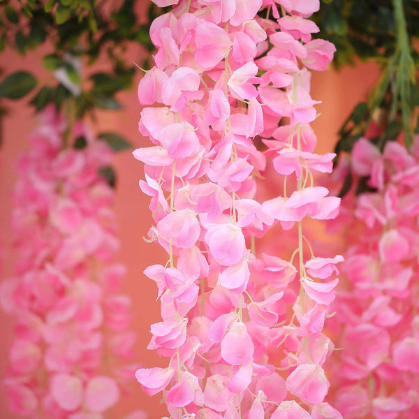 42" Pink Artificial Wisteria Vine - Silk Hanging Flower Garland