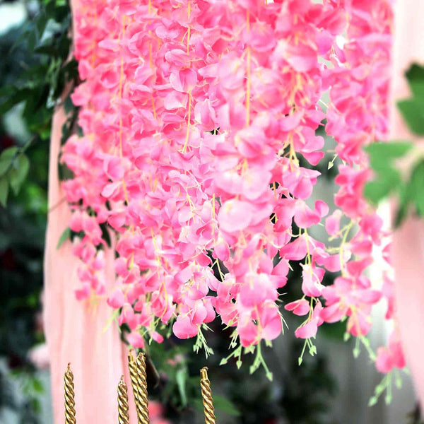 42" Pink Artificial Wisteria Vine - Silk Hanging Flower Garland