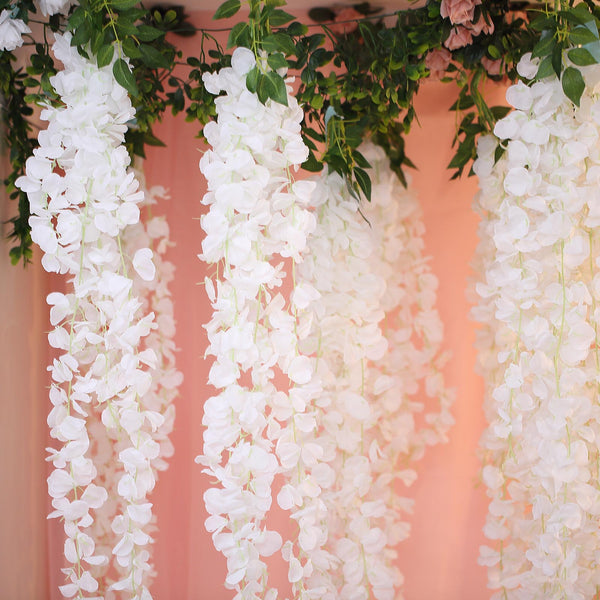 4 Ft White Artificial Wisteria Vine Hanging Garland