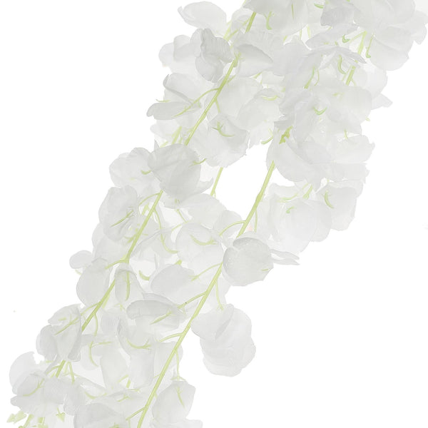 4 Ft White Artificial Wisteria Vine Hanging Garland#whtbkgd