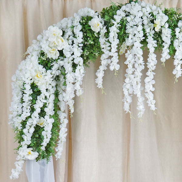 4 Ft White Artificial Wisteria Vine Hanging Garland