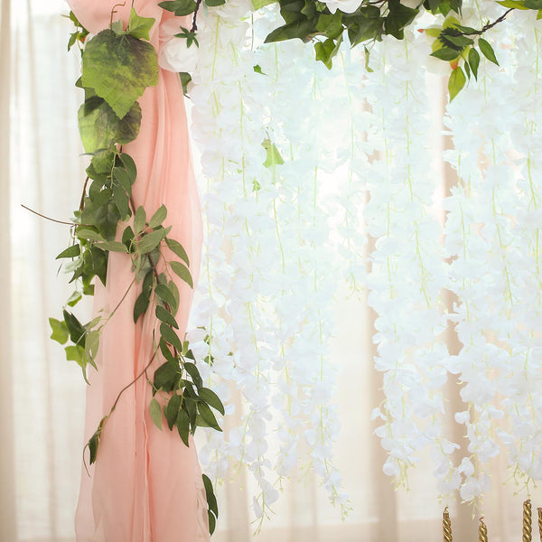 4 Ft White Artificial Wisteria Vine Hanging Garland
