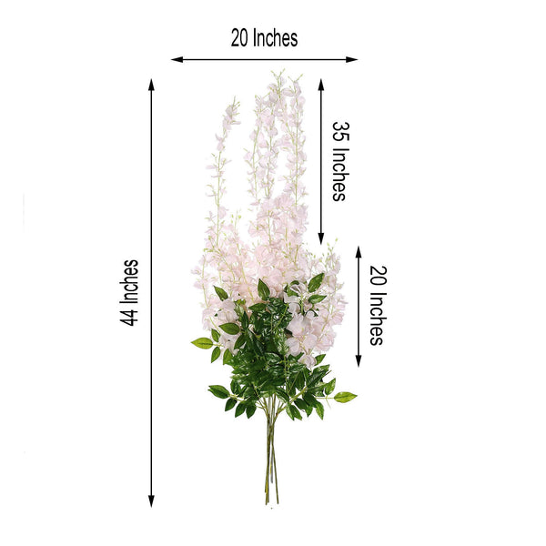 5 Bushes - 44" Artificial Wisteria Vine - Ratta Silk Hanging Flower Garland - Blush - Rose Gold